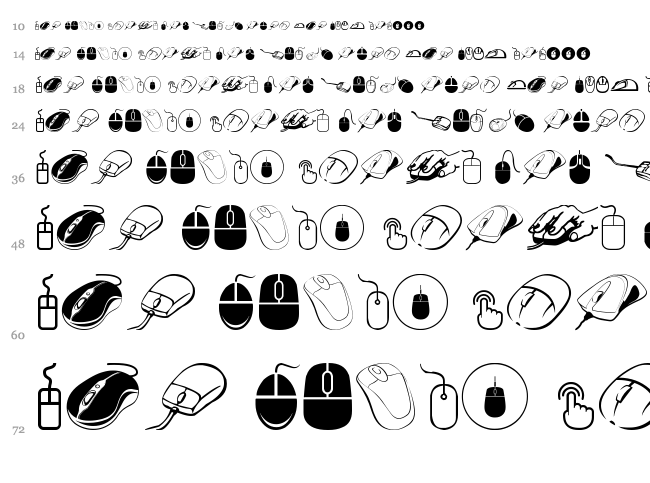 Computer Mouse font waterfall